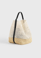 Belted paper tote ecru/vanilla