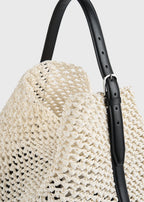 Belted paper tote ecru/vanilla