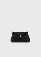 Mini T-lock frayed satin clutch black