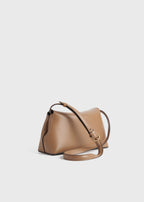 T-lock leather clutch camel