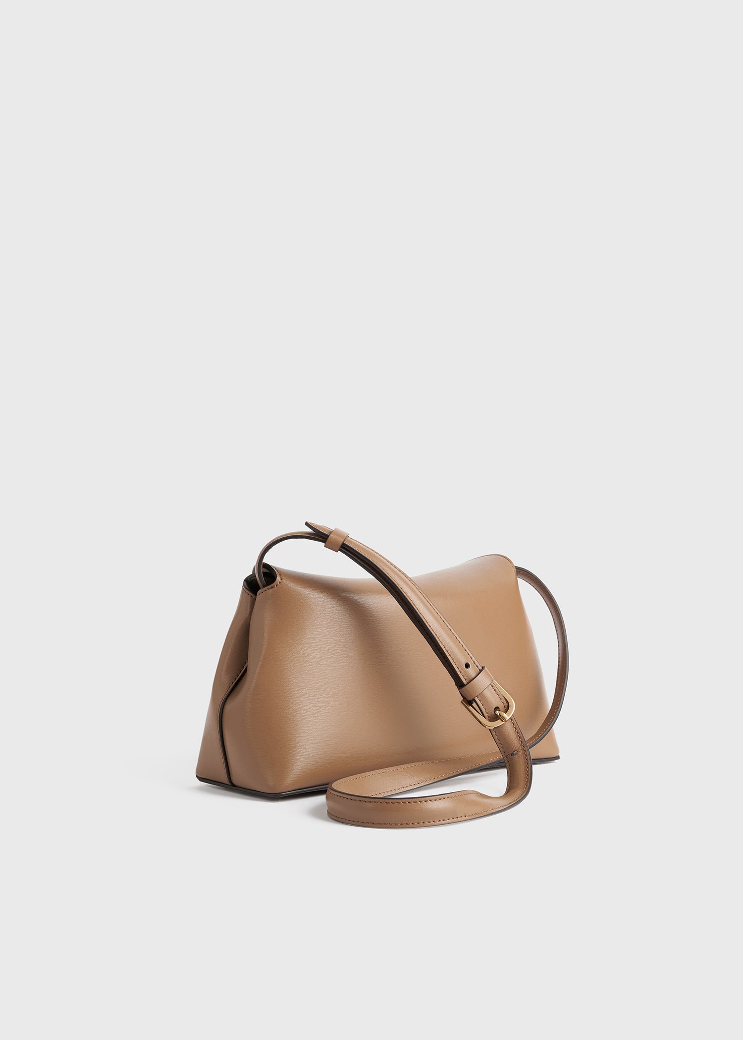 T-lock leather clutch camel