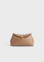 T-lock leather clutch camel