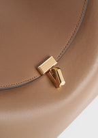 T-lock leather top handle camel