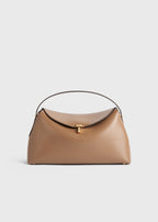 T-lock leather top handle camel