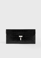 T-lock croco-embossed wallet black