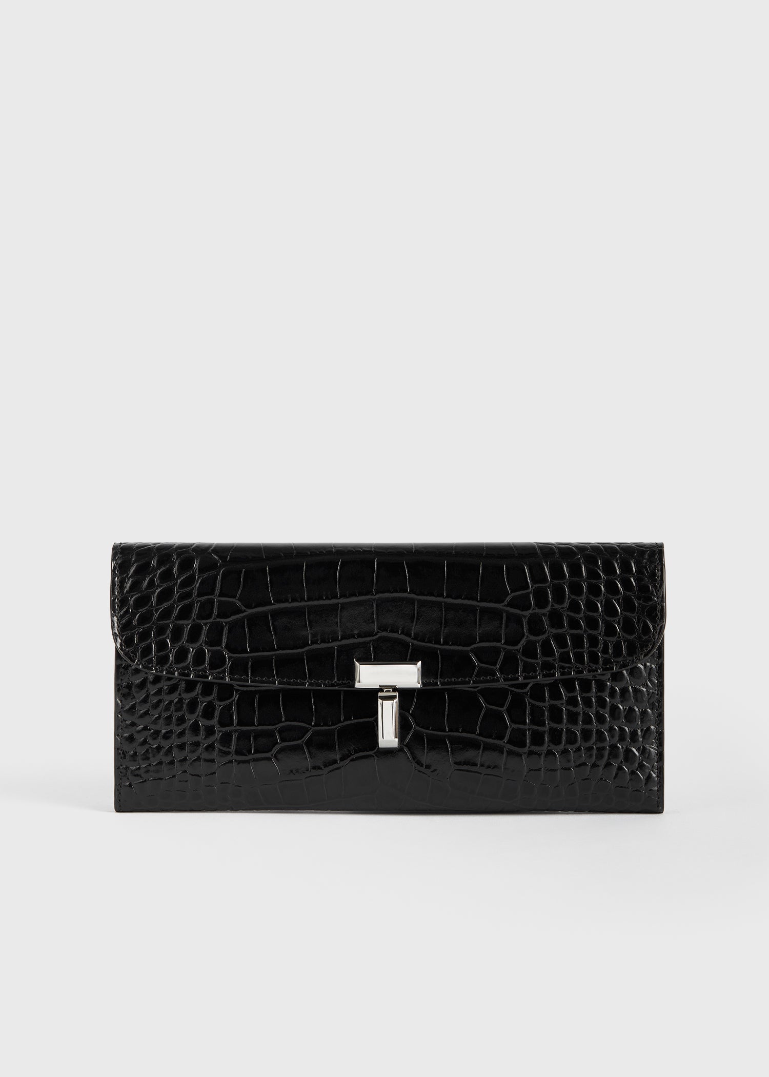 T-lock croco-embossed wallet black