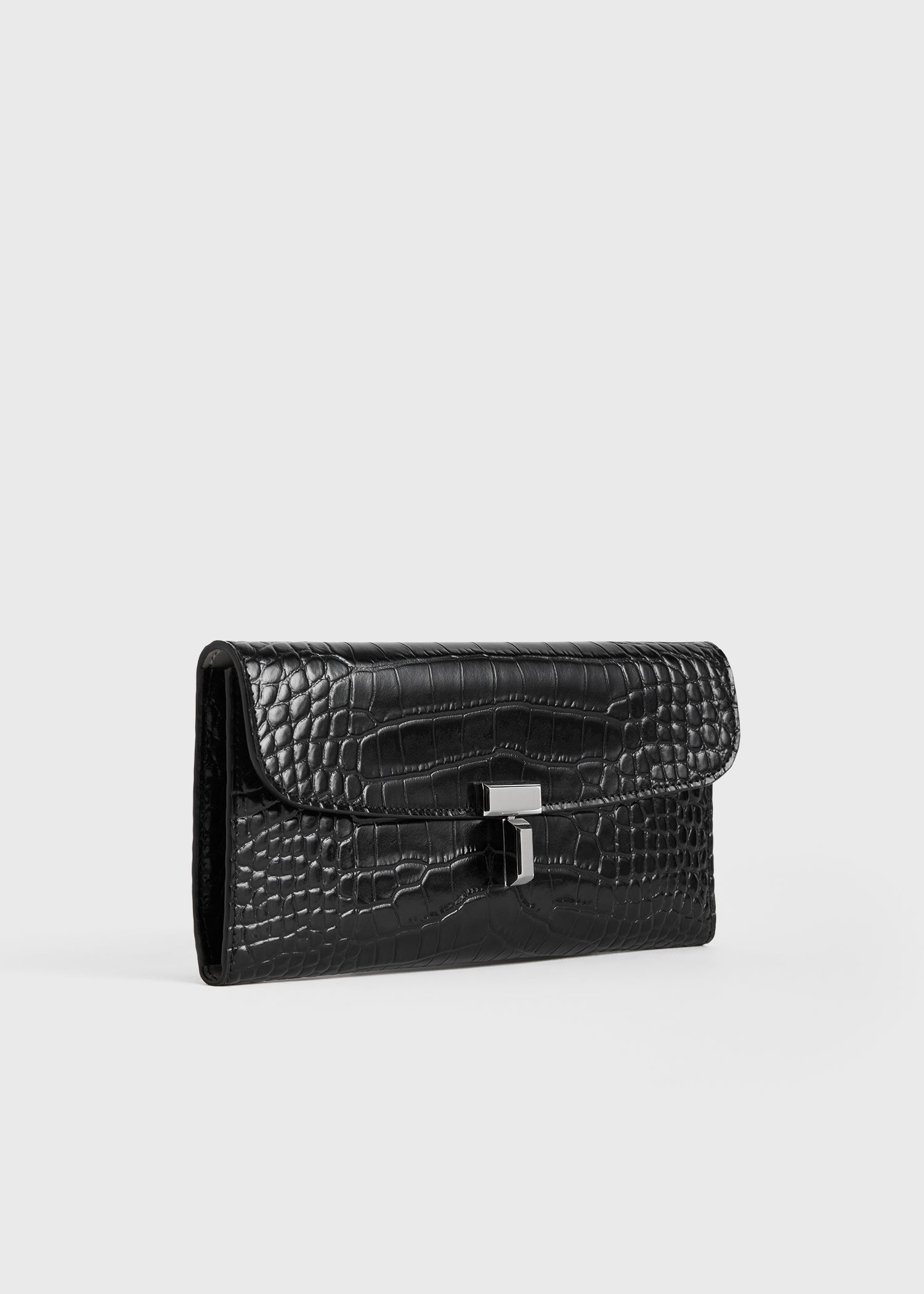 T-lock croco-embossed wallet black