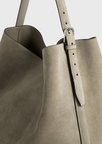 Belted suede tote desert