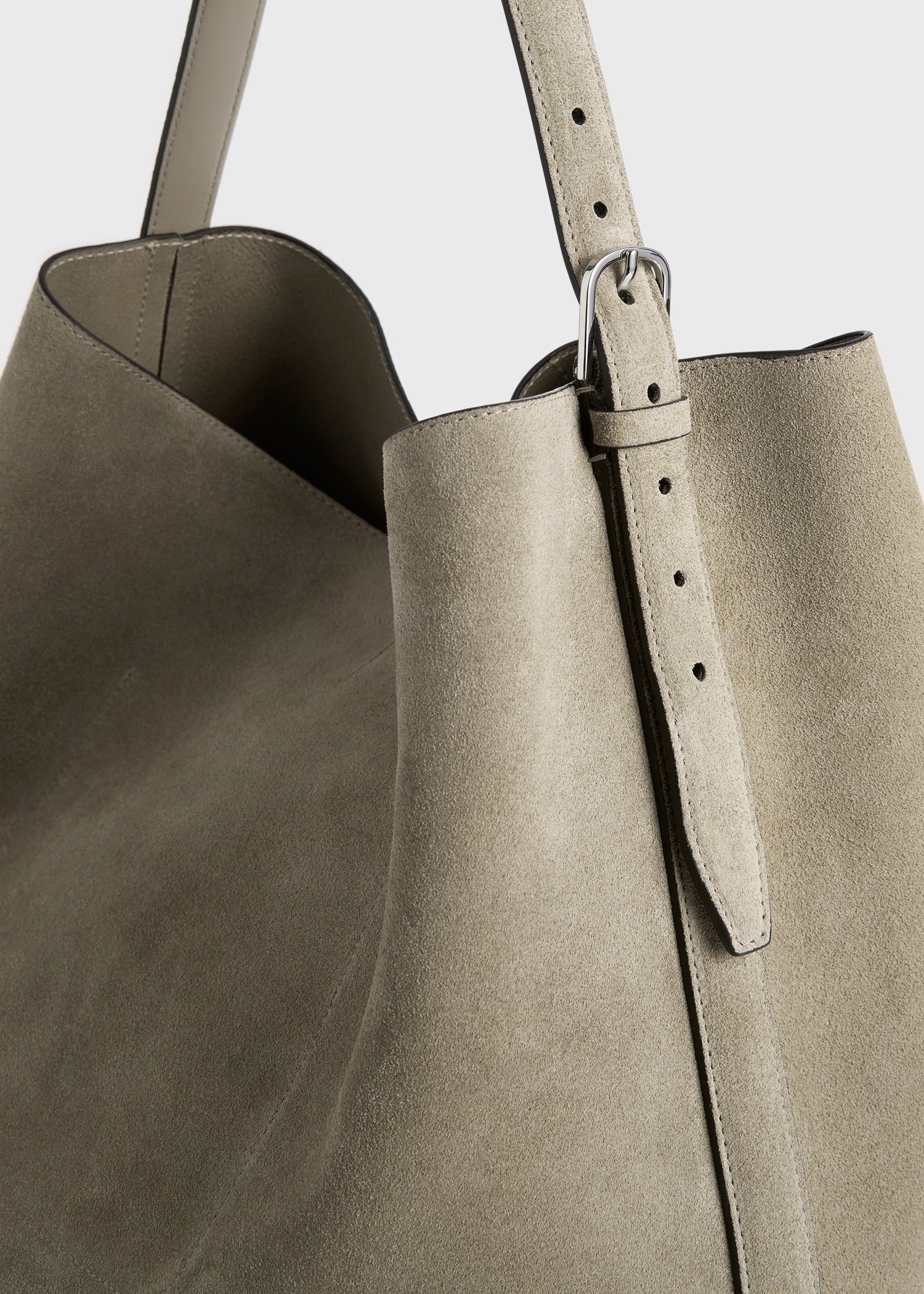 Belted suede tote desert