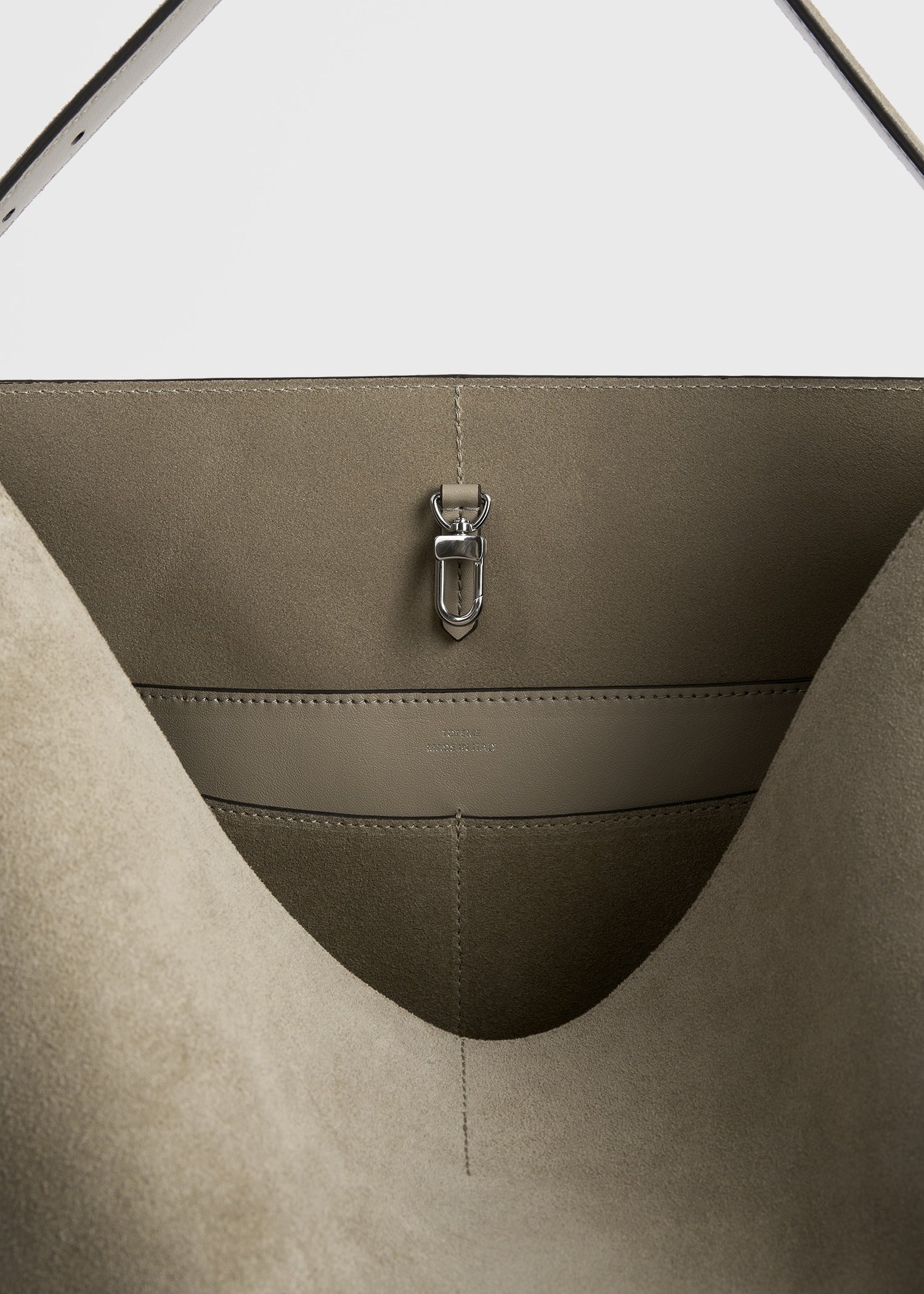 Belted suede tote desert