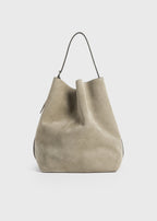 Belted suede tote desert