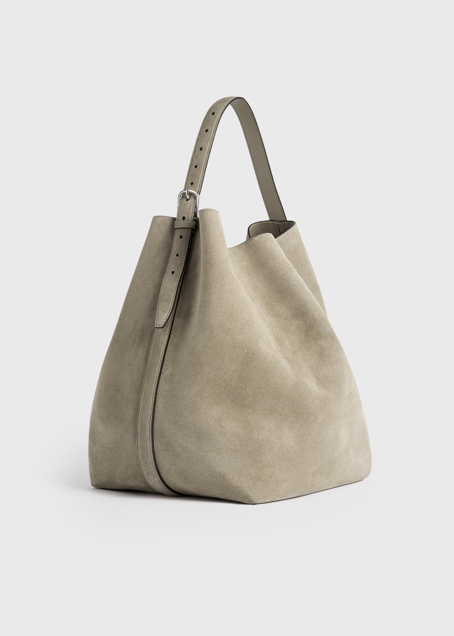 Belted suede tote desert