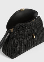 T-lock woven-leather clutch black
