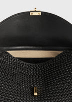T-lock woven-leather clutch black