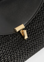 T-lock woven-leather clutch black