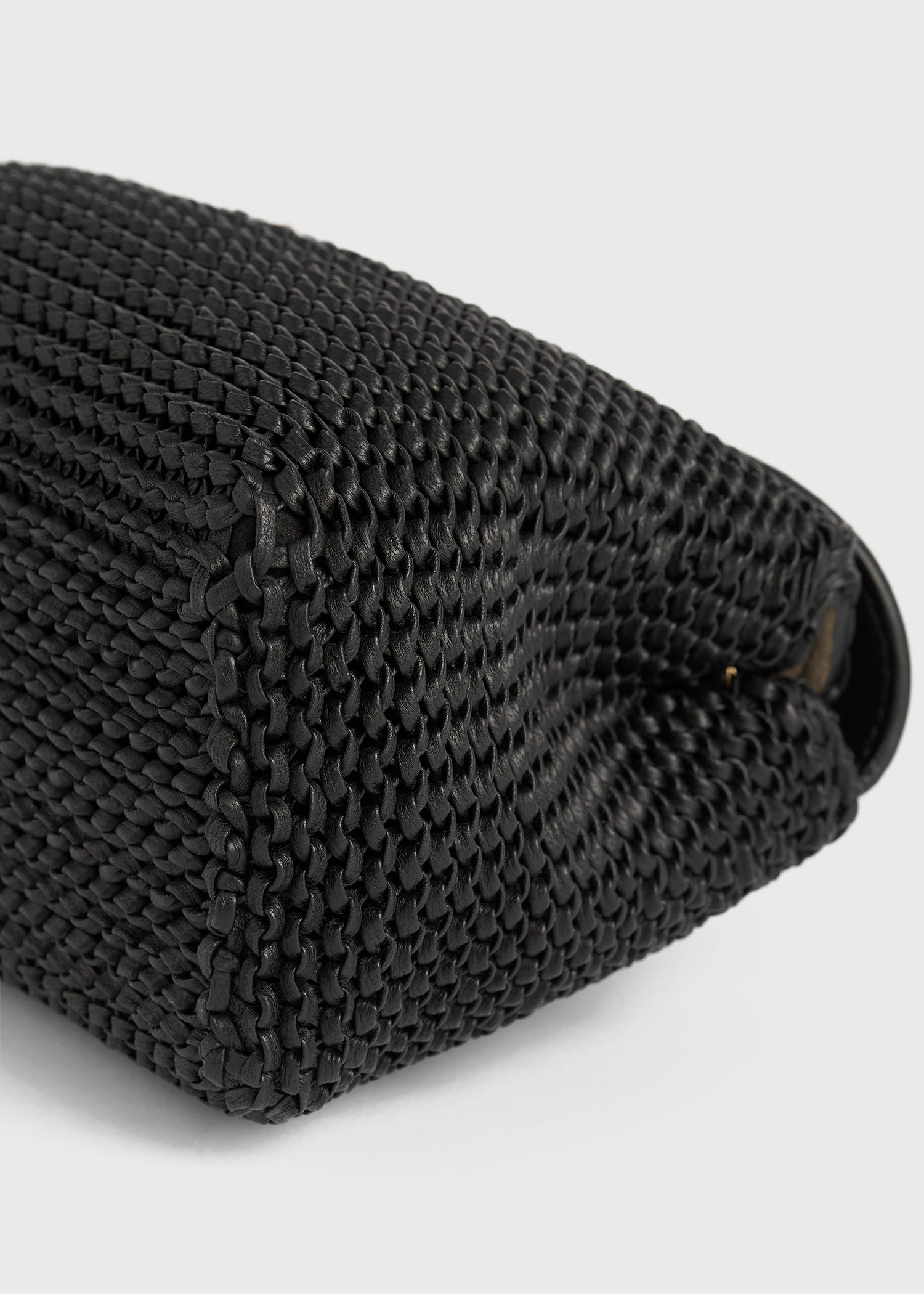 T-lock woven-leather clutch black