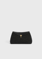 T-lock woven-leather clutch black