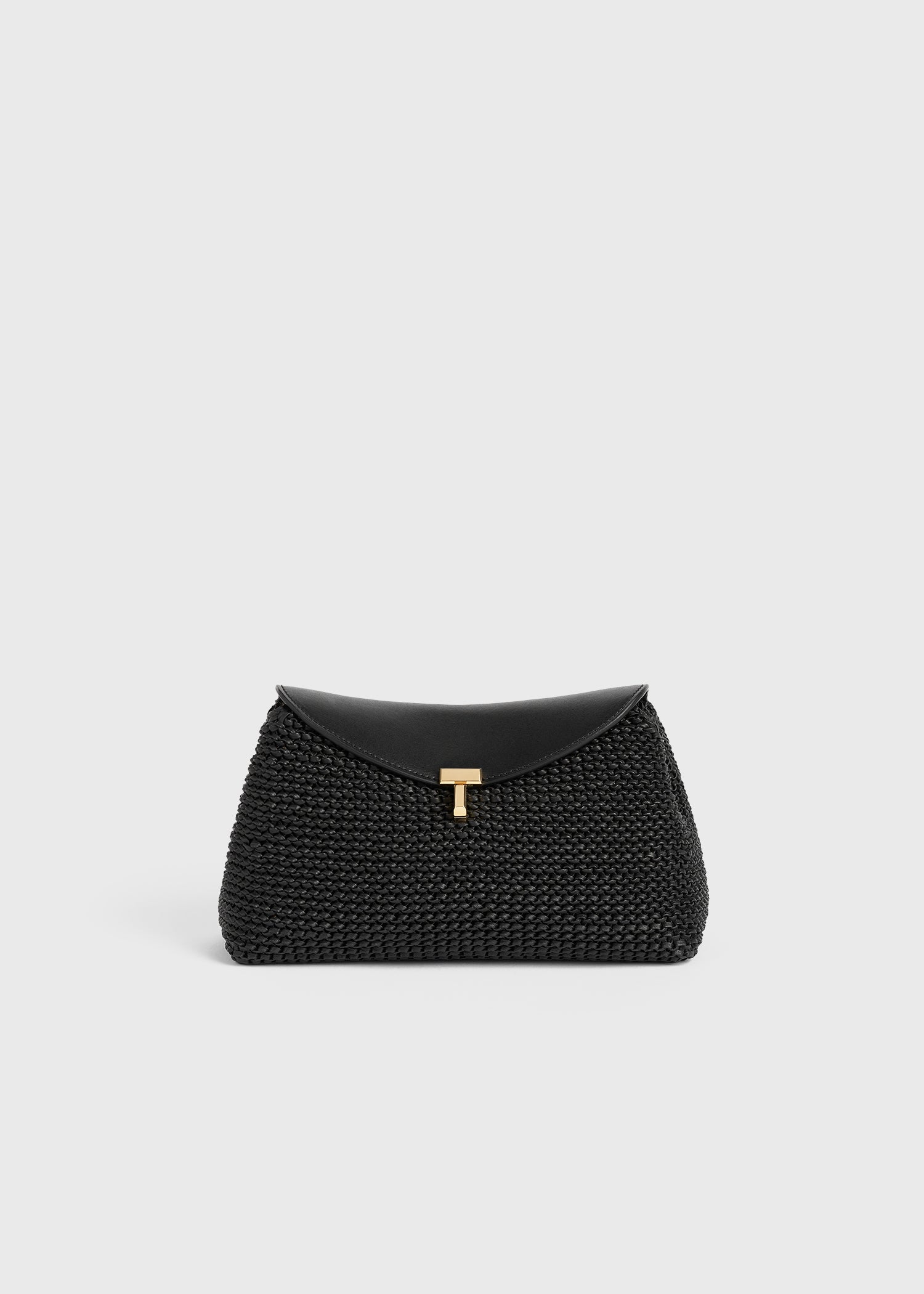 T-lock woven-leather clutch black