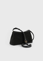 T-lock woven-leather clutch black