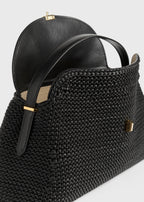 T-lock woven-leather top handle black