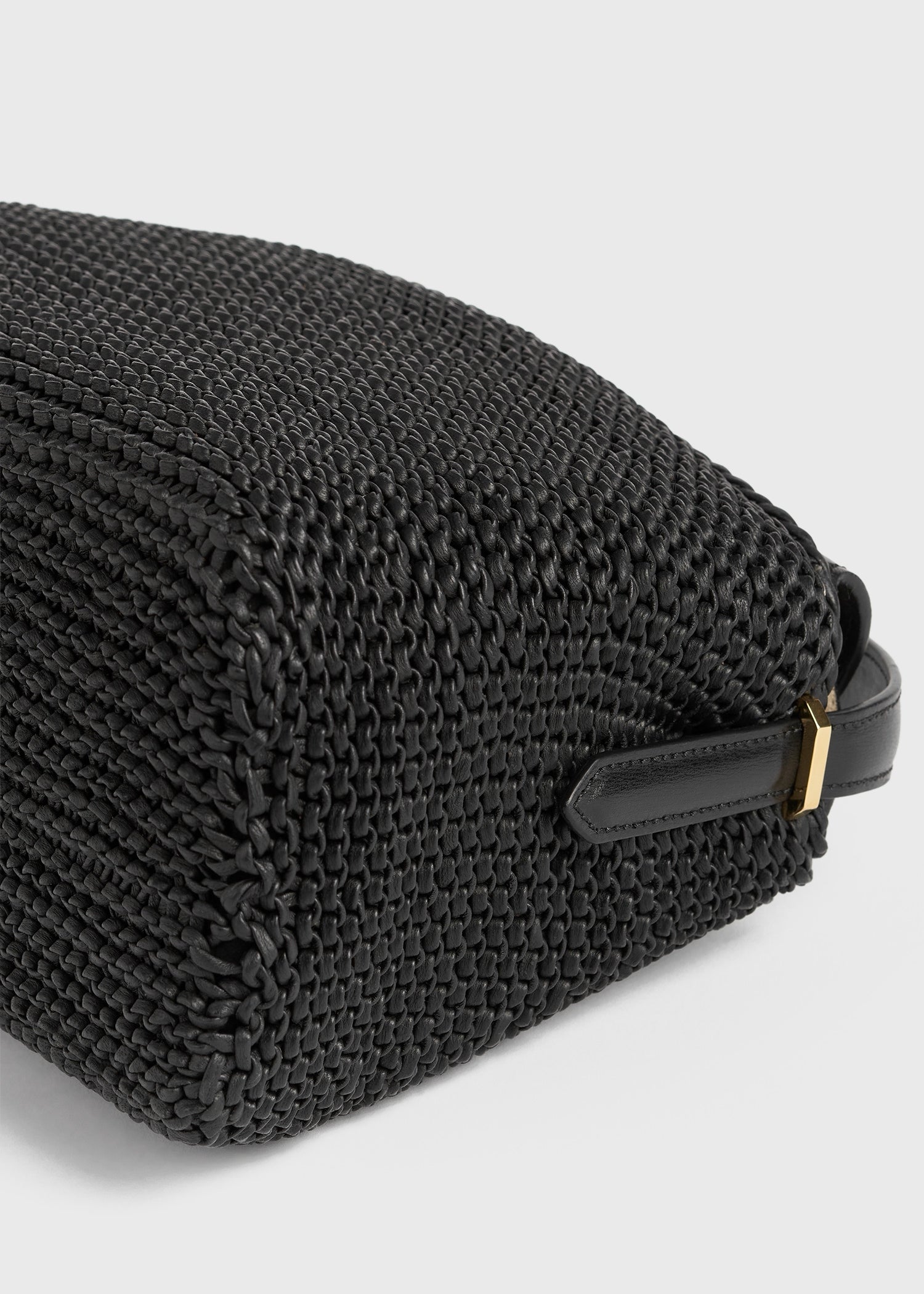 T-lock woven-leather top handle black