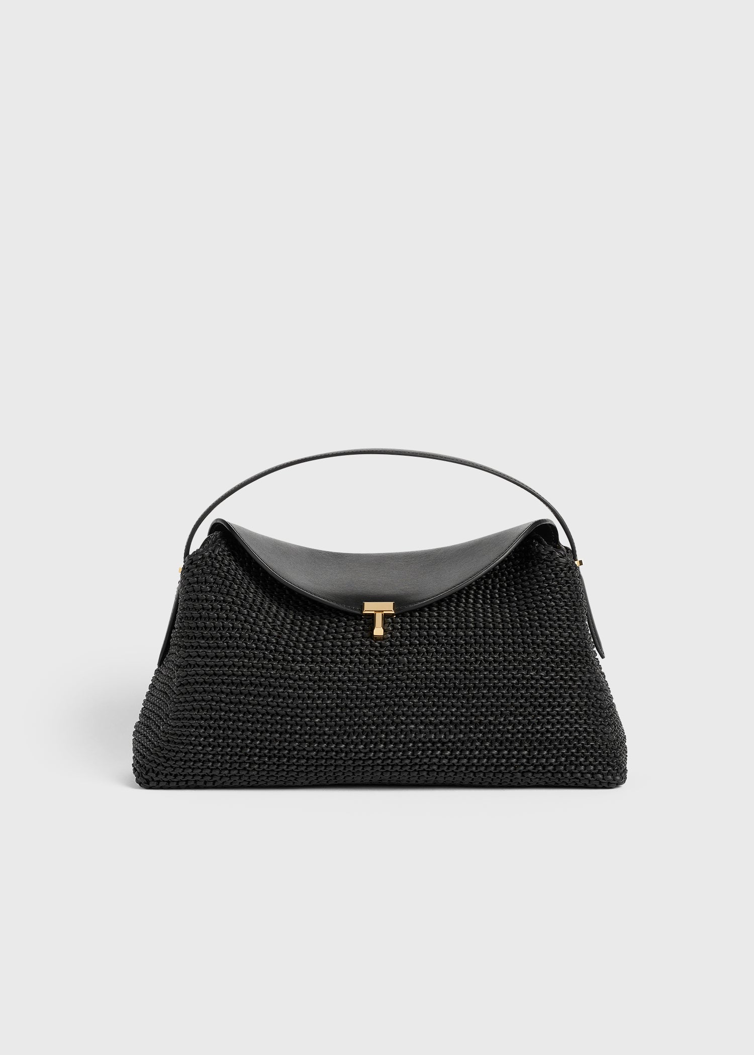 T-lock woven-leather top handle black