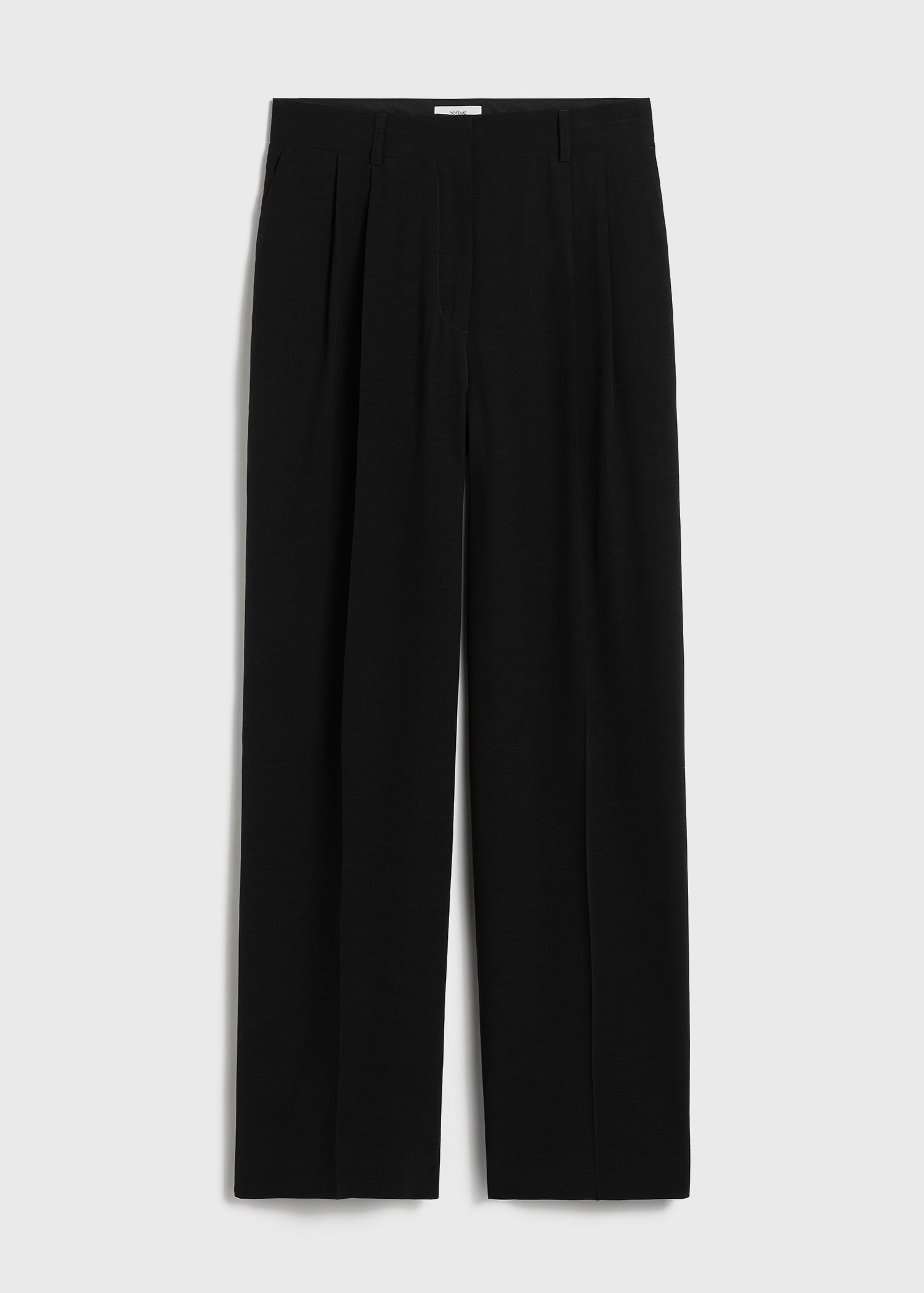 Double-pleat summer trousers black