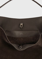 Belted suede tote brown