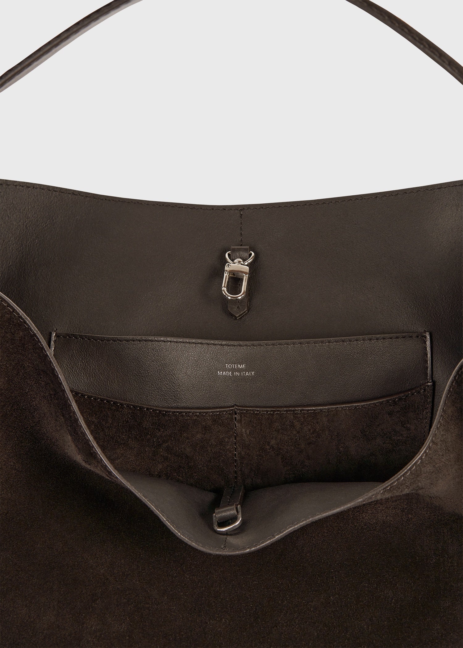 Belted suede tote brown