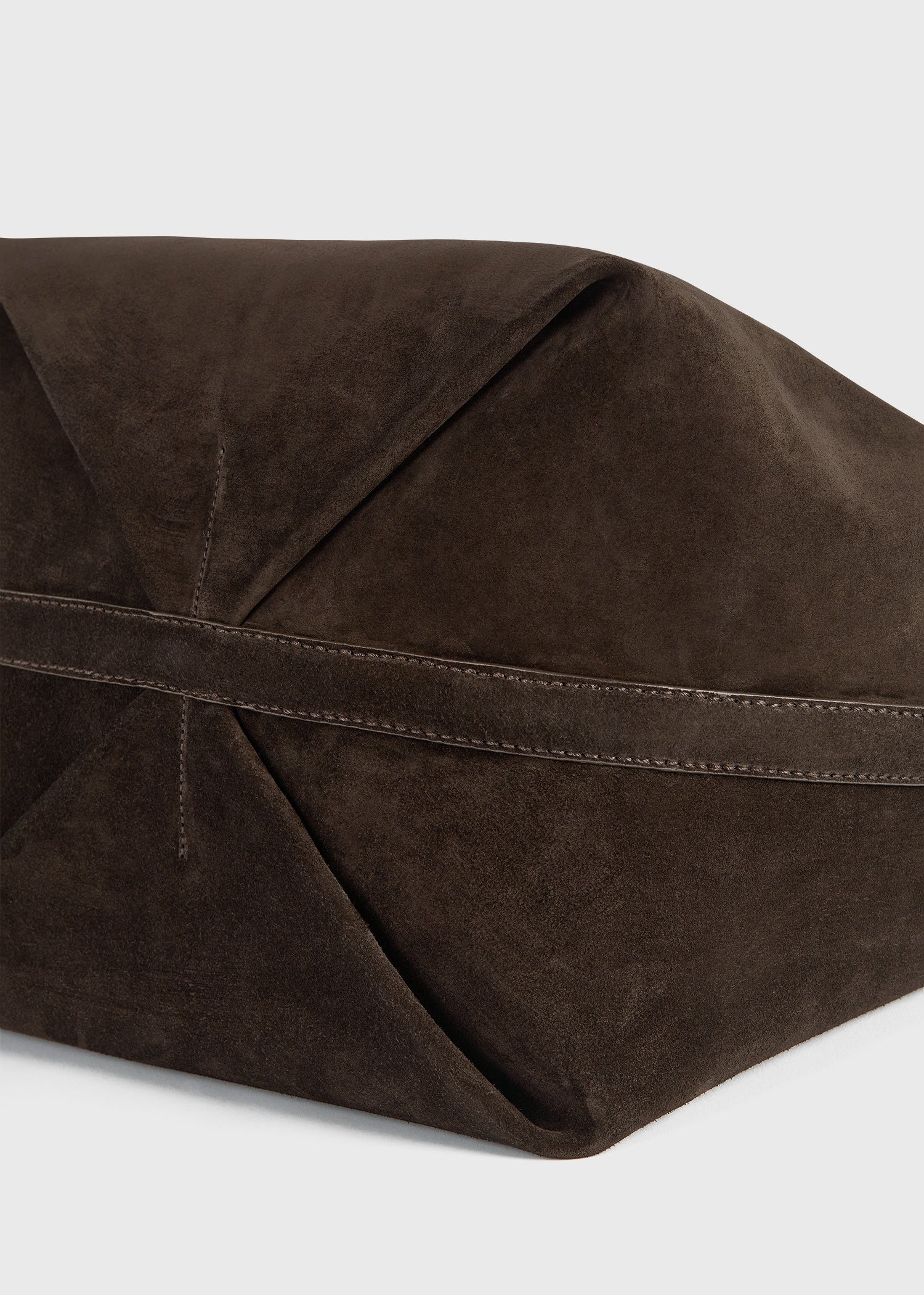 Belted suede tote brown