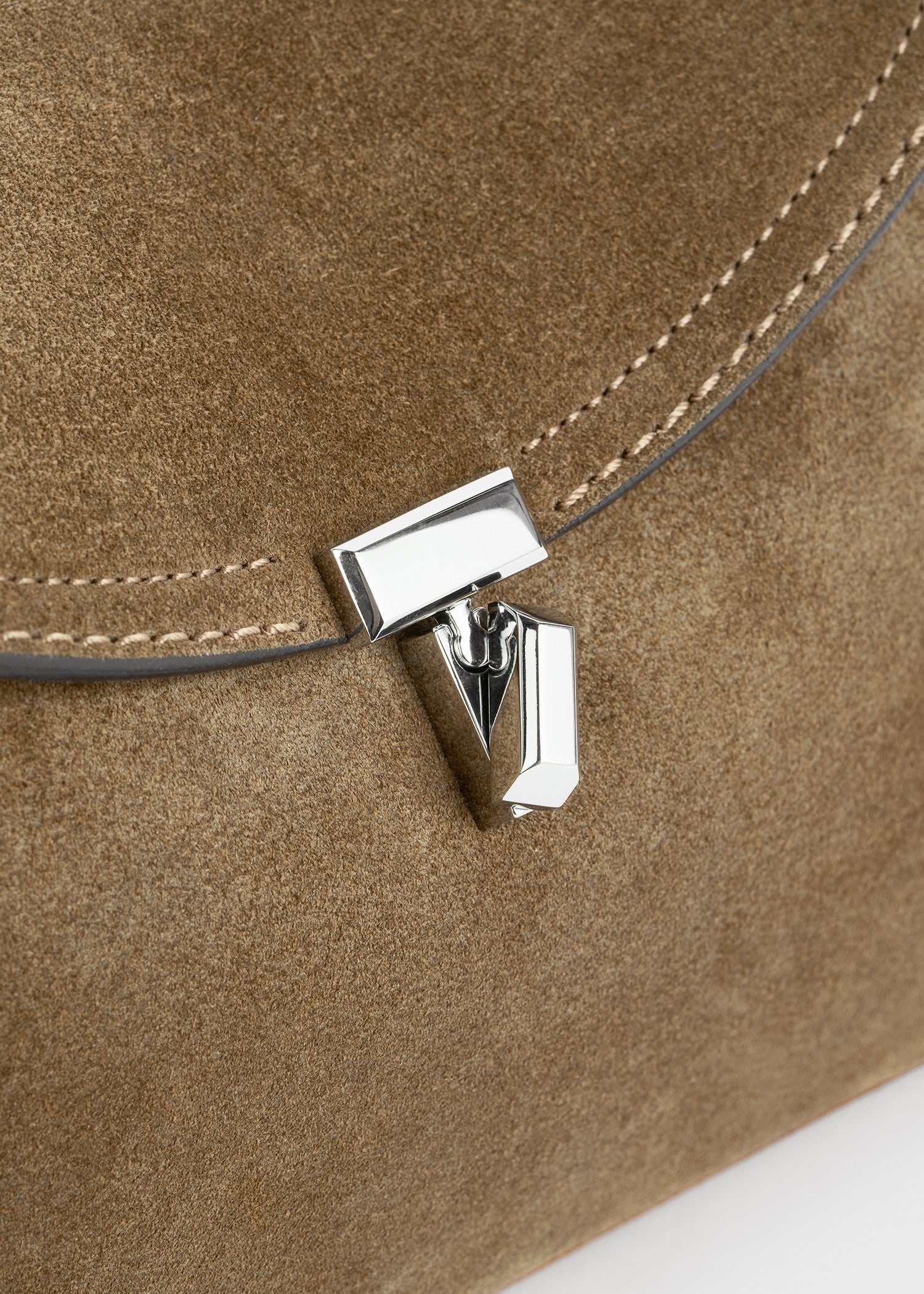 T-lock suede clutch tobacco