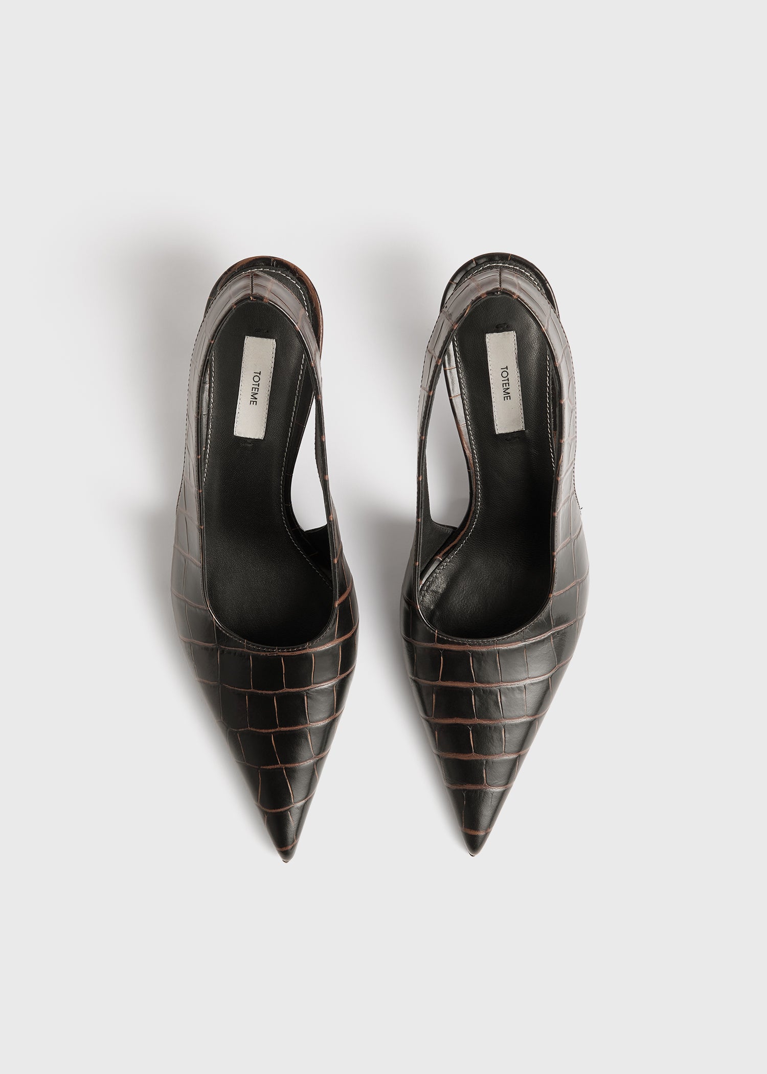 Classic croco-embossed slingbacks dark brown