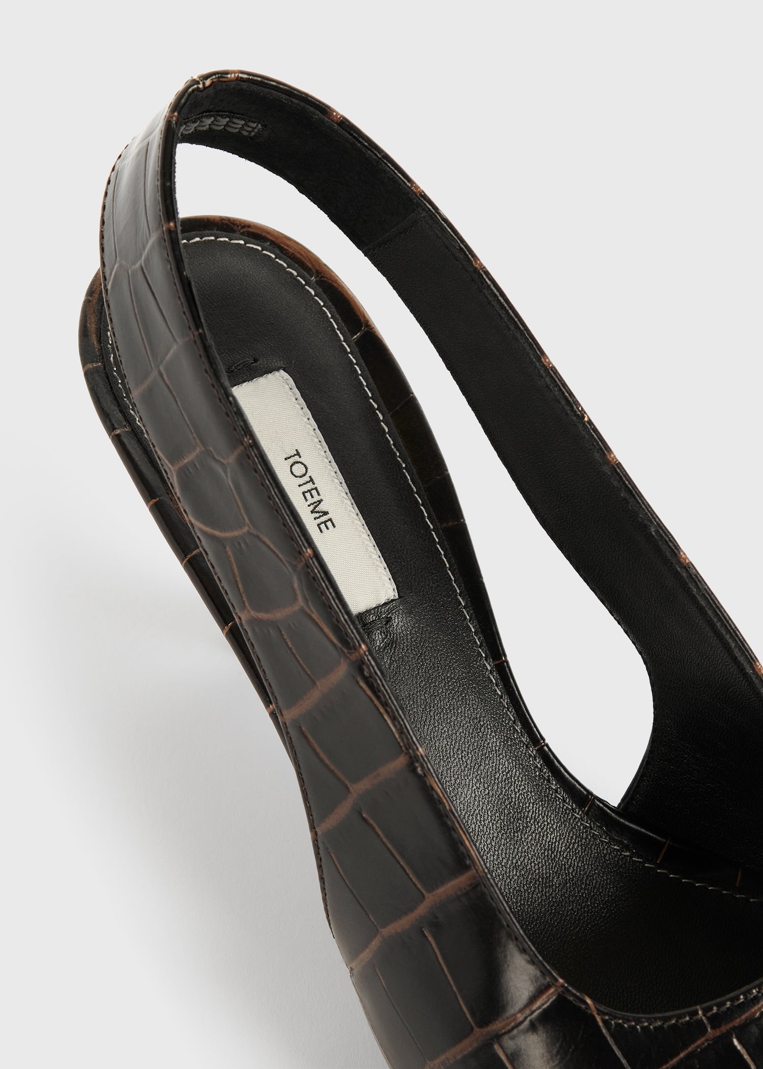 Classic croco-embossed slingbacks dark brown