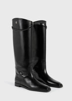 Box-leather riding boots black