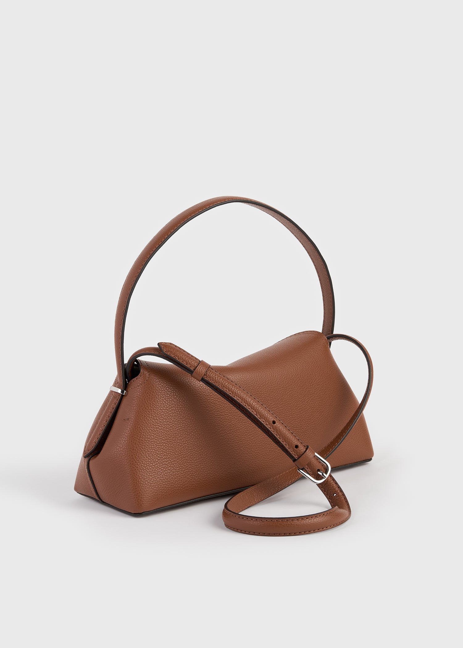 T-lock grained-leather shoulder sienna