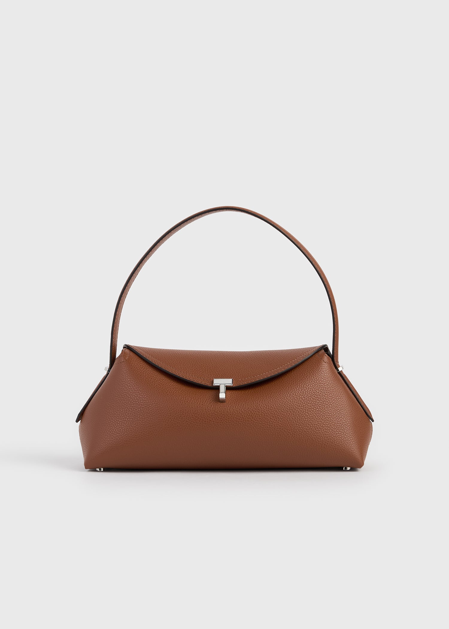 T-lock grained-leather shoulder sienna