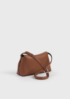 T-lock grained-leather clutch sienna