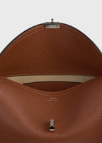 T-lock grained-leather clutch sienna