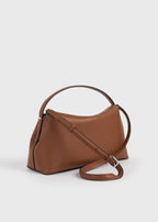 T-lock grained-leather top handle sienna
