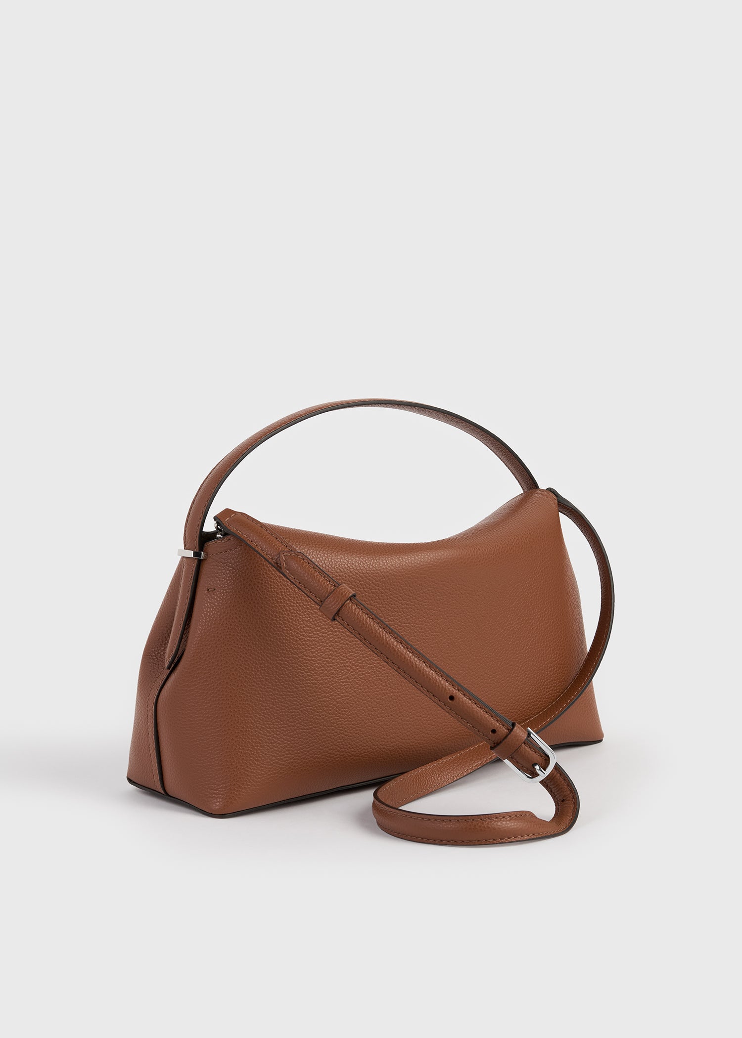 T-lock grained-leather top handle sienna