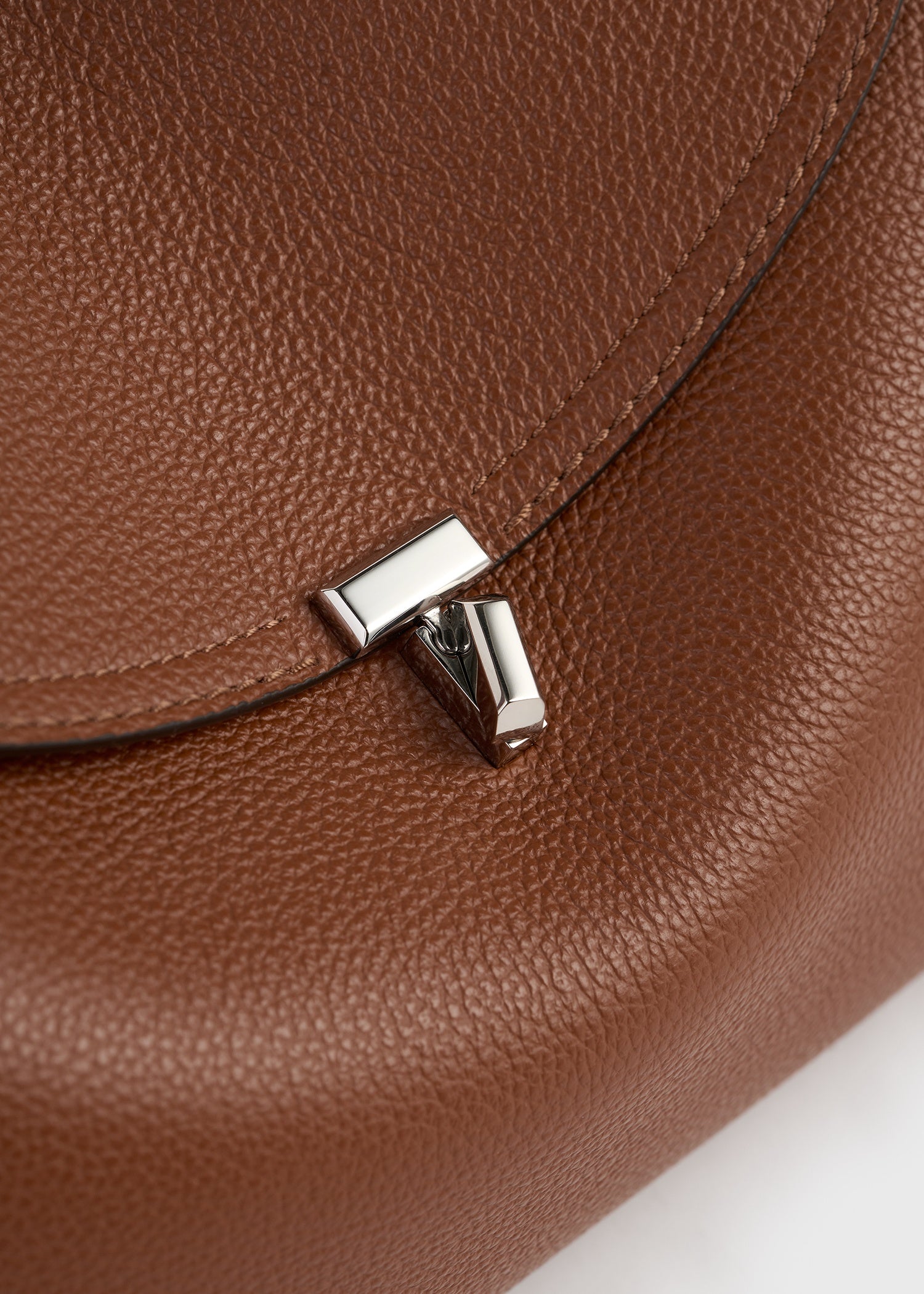 T-lock grained-leather top handle sienna