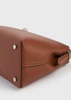 T-lock grained-leather top handle sienna