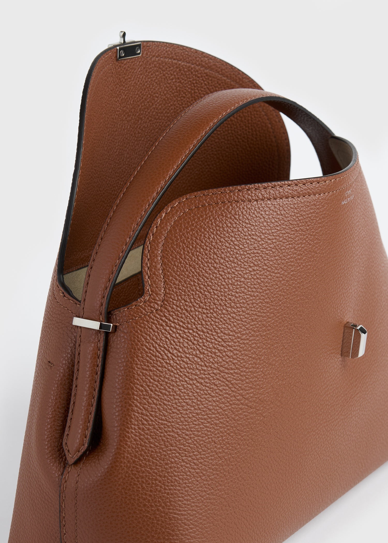 T-lock grained-leather top handle sienna