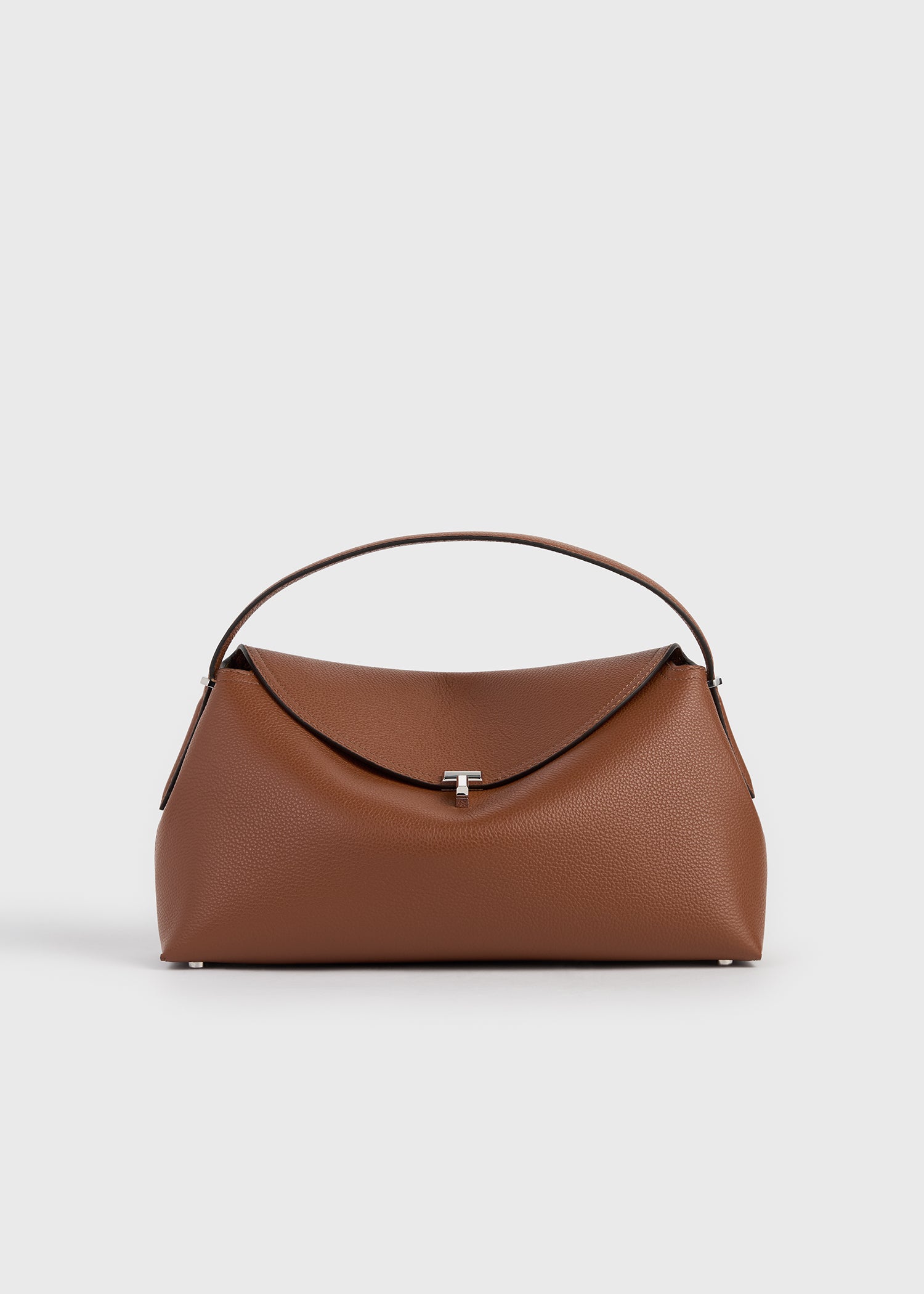 T-lock grained-leather top handle sienna
