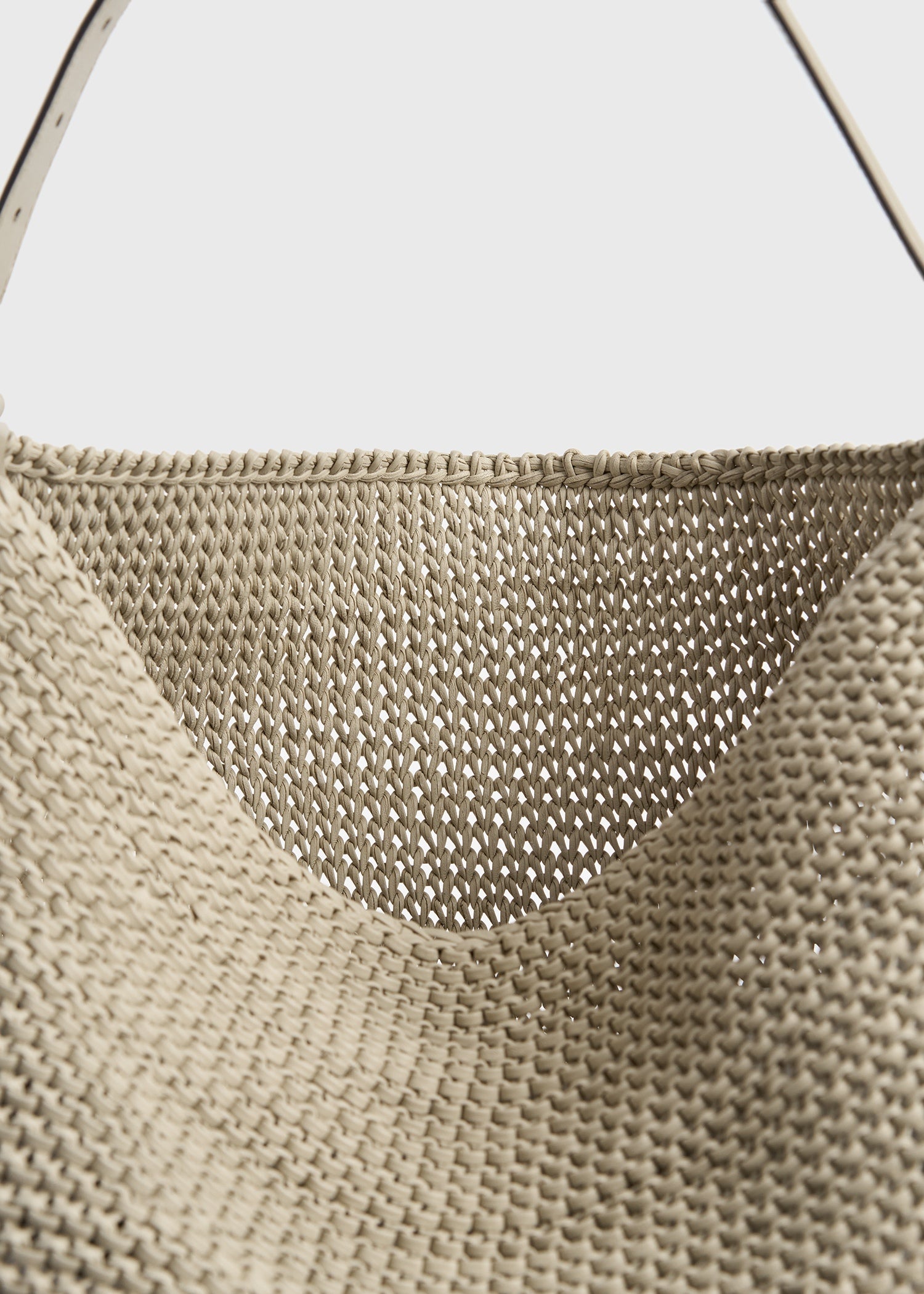 Belted woven leather tote fawn