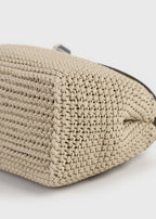 T-lock woven-leather clutch fawn