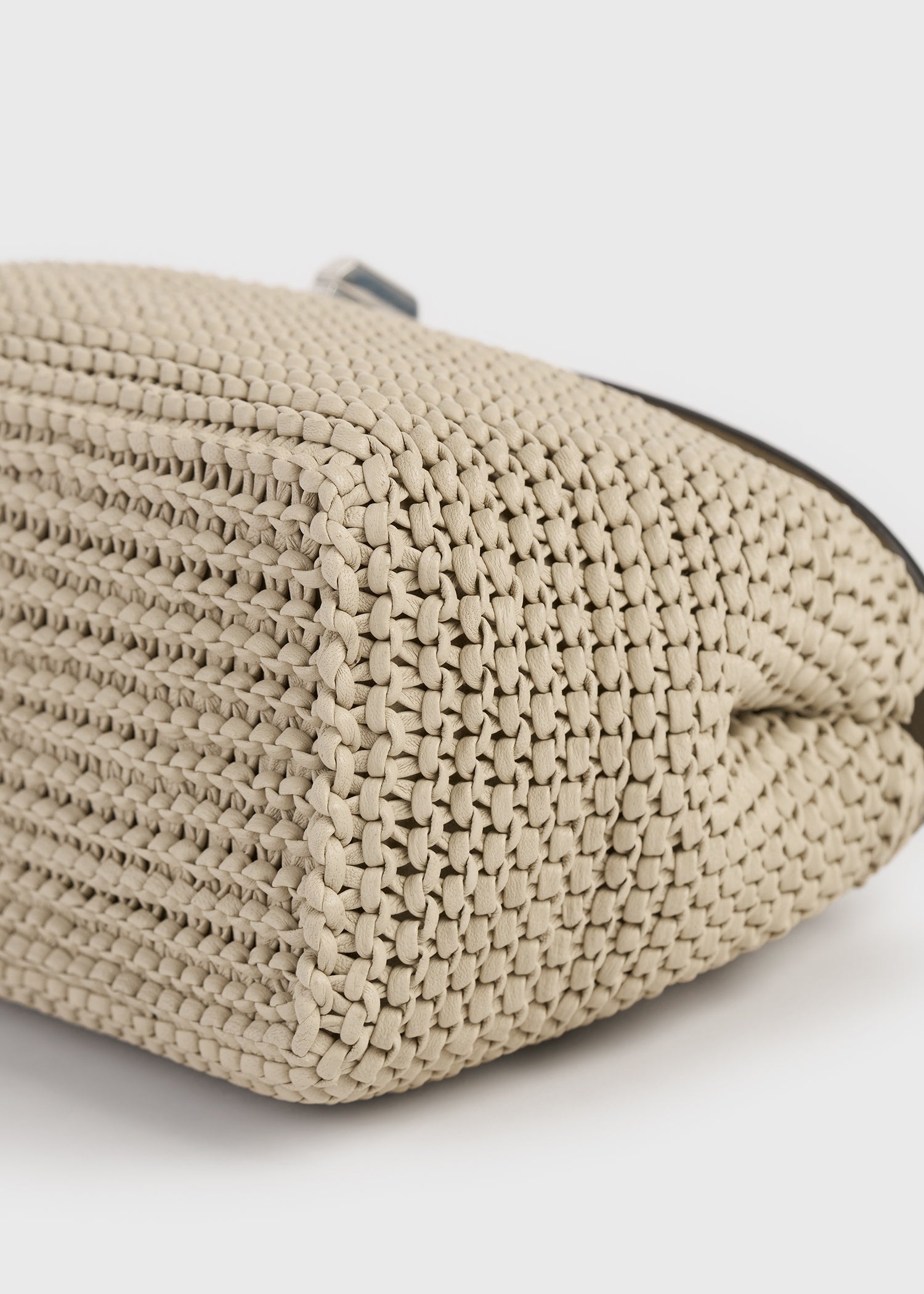 T-lock woven-leather clutch fawn