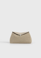 T-lock woven-leather clutch fawn