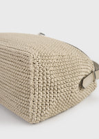 T-lock woven-leather top handle fawn