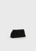 Mini T-lock woven-leather clutch black